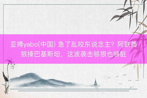 亚搏yabo(中国) 急了乱咬东说念主?阿联酋狠揍巴基斯坦,这波袭击够狠也够脏