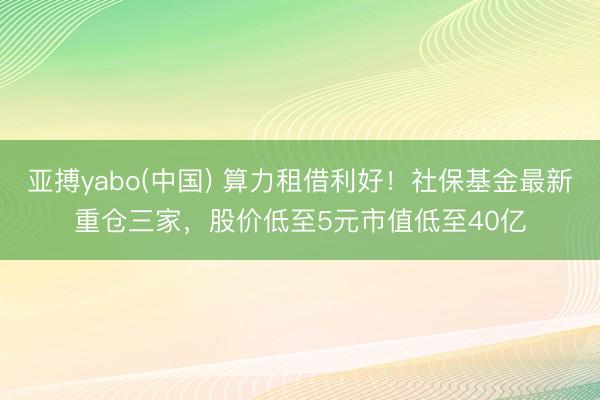 亚搏yabo(中国) 算力租借利好！社保基金最新重仓三家，股价低至5元市值低至40亿