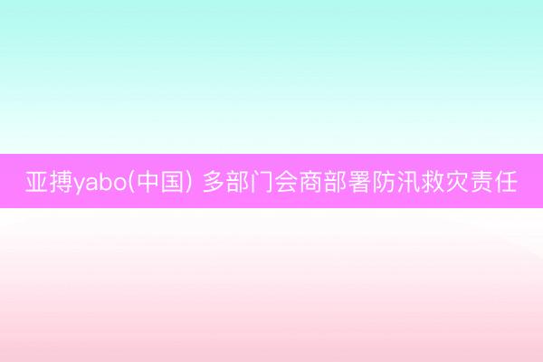 亚搏yabo(中国) 多部门会商部署防汛救灾责任