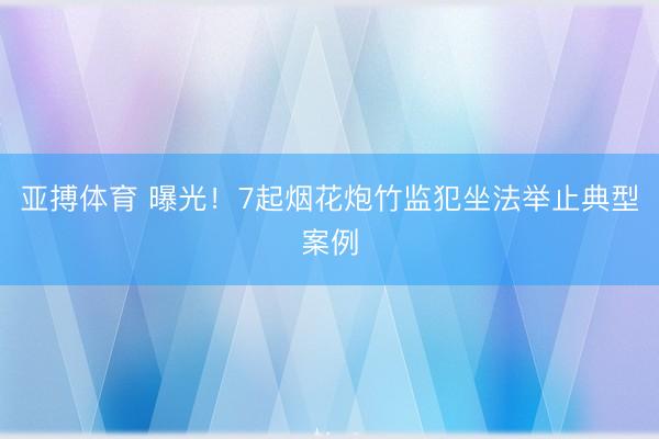 亚搏体育 曝光!7起烟花炮竹监犯坐法举止典型案例