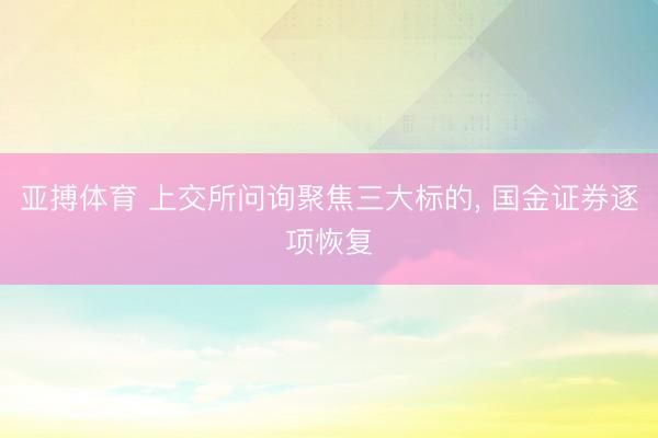 亚搏体育 上交所问询聚焦三大标的， 国金证券逐项恢复