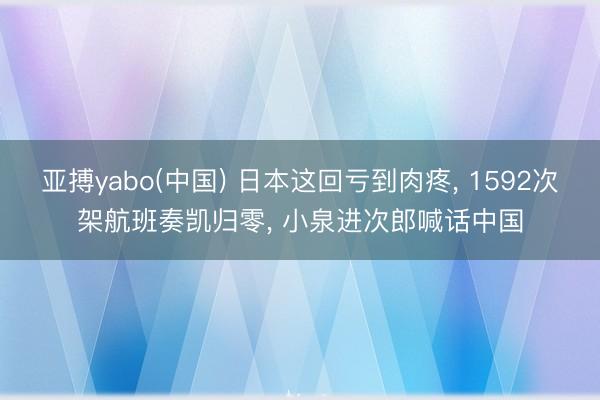 亚搏yabo(中国) 日本这回亏到肉疼， 1592次架航班奏凯归零， 小泉进次郎喊话中国