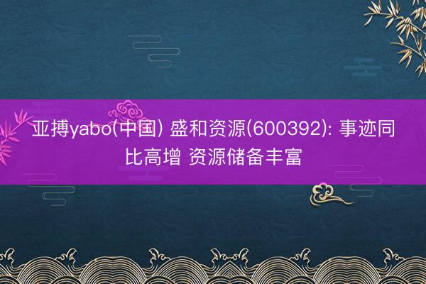 亚搏yabo(中国) 盛和资源(600392): 事迹同比高增 资源储备丰富