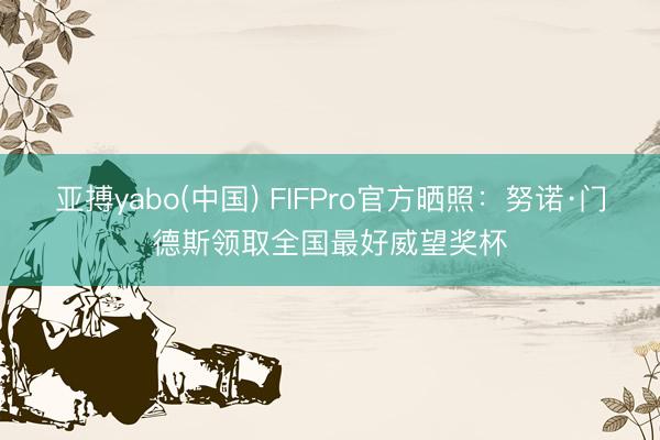 亚搏yabo(中国) FIFPro官方晒照：努诺·门德斯领取全国最好威望奖杯