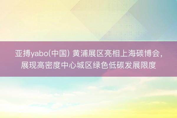 亚搏yabo(中国) 黄浦展区亮相上海碳博会，展现高密度中心城区绿色低碳发展限度