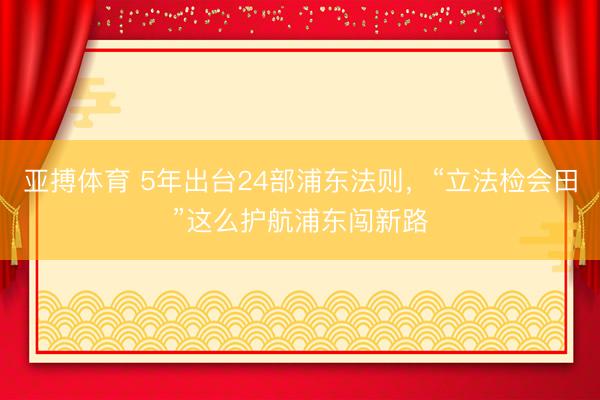 亚搏体育 5年出台24部浦东法则，“立法检会田”这么护航浦东闯新路