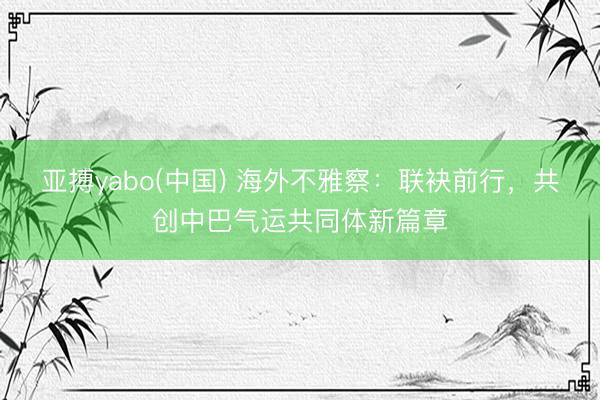 亚搏yabo(中国) 海外不雅察：联袂前行，共创中巴气运共同体新篇章