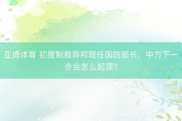 亚搏体育 初度制裁异邦现任国防部长，中方下一步会怎么起源？