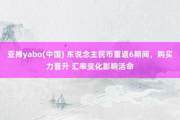 亚搏yabo(中国) 东说念主民币重返6期间，购买力晋升 汇率变化影响活命